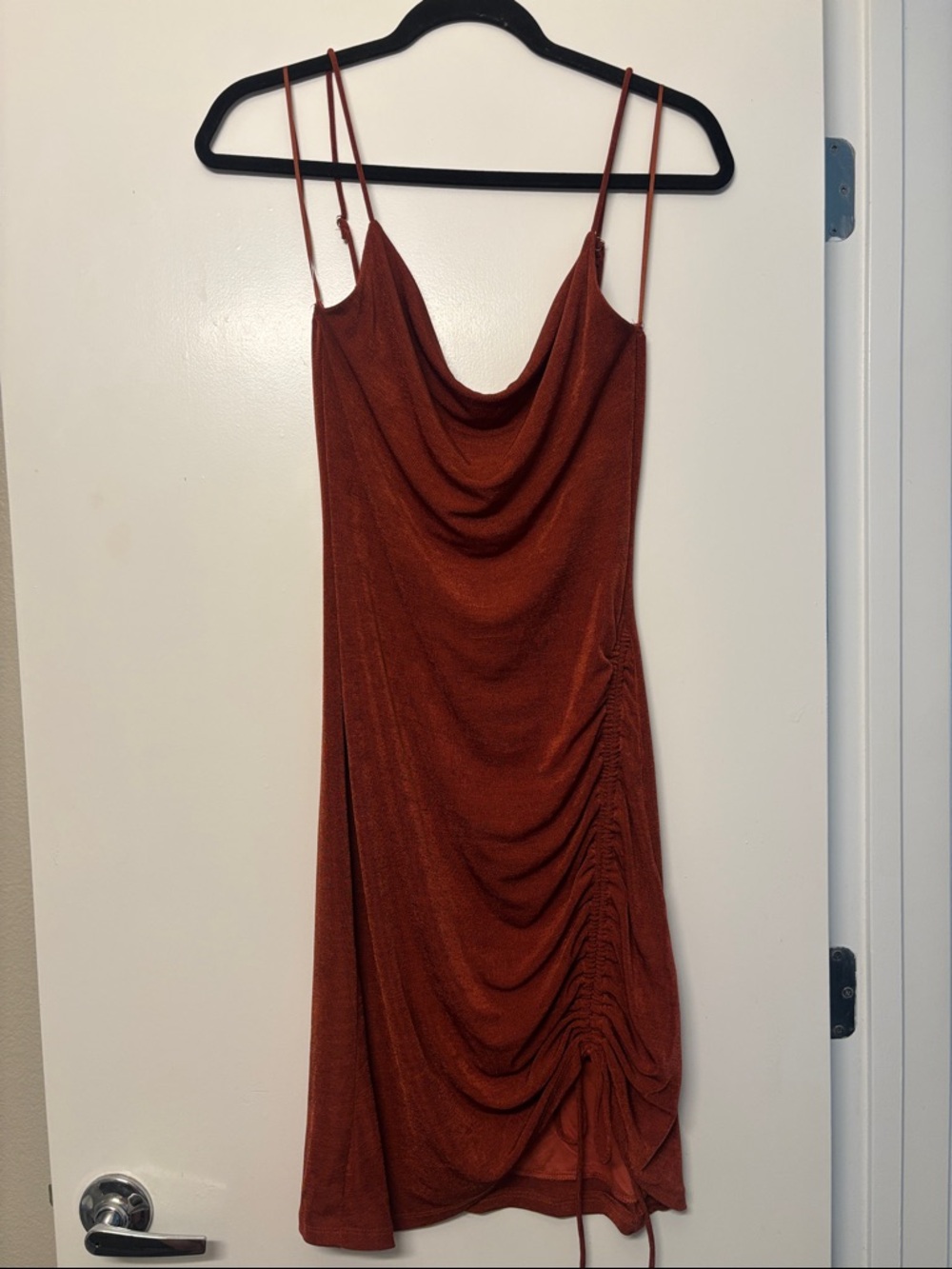 Women's Rust Cowl Neck Slip Dress
